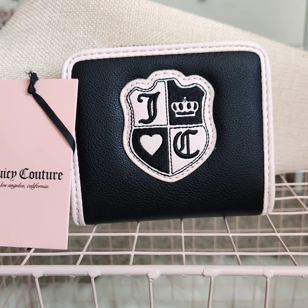 Juicy Couture Black and Pink Wallet with Logo Patch